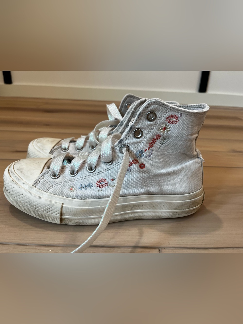 Converse Platform High-Tops with Floral Embroidery